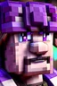 Placeholder: a close-up portrait of a purple Minecraft character, 3d, large pixel style