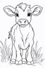 Placeholder: coloring page for kids, CALF, thick outline, low details, no shading, no color