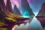 Placeholder: rocky cliff, vegetation, galaxy, infinite, cosmos, people, water reflection, sci-fi.