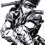 Placeholder: Solid Snake, in Style of Jojo's Bizarre Adventure, Manga Drawing, by Hirohiko Araki