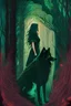 Placeholder: In the heart of a dense and enigmatic forest with towering ancient trees cloaked in emerald foliage stood a bewitching witch possessing an ethereal allure her lustrous hair cascading in ebony waves down to her slender waist In her captivating presence a faithful companion a majestic canine of Belgian shepherd lineage roamed at her side its eyes illuminated by an otherworldly crimson glow exuding an aura both mysterious and demonic