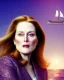 Placeholder: beautiful portrait of a plum merryl streep, julianne moore, with a sailship in the background, , rim light, vibrant moody colors, plain background, soft lighting, unreal engine