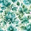 Placeholder: cyan color green flower water color SEAMLESS PATTERN on white background