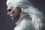 Placeholder: A Fantasy Human, a white masculine human with medium white hair. Magical scars. Full body, side view. HD