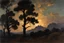 Placeholder: Night, clouds, trees, mountains, rocks, rodolphe wytsman impressionism paintings