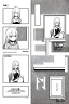 Placeholder: blonde girl converses sitting on a chair, isometric view, grayscale, manga page