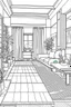 Placeholder: Plain floor Coloring book house interior design, no shading, no lines, cartoon style, --ar 9:11