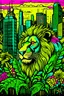 Placeholder: pop art, city, jungle, lion