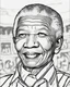 Placeholder: coloring page for teens, simple outlines art, outline drawing, bold outlines, clean and clear outlines, no tones color, no color, no detailed art, art full view, wide angle, white background, Nelson Mandela