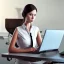 Placeholder: Detailed photo of a office girl with a laptop