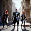 Placeholder: Three young teenagers with red hair, outside city guild hall, magic, spellcasting, leather armor,fantasy adventure, photorealistic, pristine,