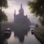 Placeholder: A magical gothic little town of witches with a castle and canals Nick Harris style