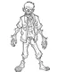 Placeholder: outline art for halloween coloring pages for kids with cartoon cute zombie , white background, Sketch style, full body, only use outline, clean line art, white background, no shadows and clear and well outlined, coloring page for kids,