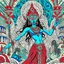 Placeholder: Kali on Acid intricate Hindu Maze, neo surrealism, by Gerald Scarfe, hypersurreal fantastical detailed 3D matte painting, deep color, intricate detail, splash screen, complementary colors, nightmare concept art, trending on DeviantArt.