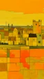 Placeholder: A small orangish yellow city near a field painted by Piet Mondrian