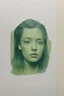 Placeholder: Billie eillish face, green, collage in a notebook