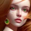 Placeholder: woman, heroic fantasy, insanely detailed, orange and white hair strands, green eyes, kind, shy