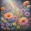 Placeholder: "Luminary Gardens" Flowers, rainbow colors, delicate, soft