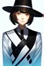 Placeholder: [[extreme stunning photorealistic anime girl Oppenheimer J. Robert]] :: [[photorealistic brown eyes, brown short hair, head and shoulders portrait, black and white background colors, neutral expression, wearing black and white business suit, black business hat, 8k resolution photorealistic portrait by Yoshiyuki Sadamoto, Kentaro Miura, Naoki Urasawa, lighting, hyperdetailed, intricately detailed]]