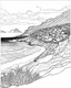 Placeholder: Cape Town, hill, sea coloring pages coloring pages, no color small slim line art