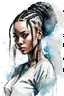 Placeholder: Ink drawing of a black female, with braids, modern, ao Dai,. full body, Peter draws, watercolour, digital illustration, comic-book style, black and white contrast, perfect anatomy, centred, dynamic, detailed, watercolour painting, diffusion, art station, concept art, smooth, sharp focus, illustration art by carne Griffiths and wadim kashin--no birds