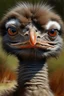 Placeholder: An oil painting of a very beautiful ostrich with wide eyes Photorealistic