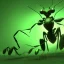 Placeholder: A beautiful portrait of a cyborg ant green color scheme, high key lighting, volumetric light high details psychedelic background