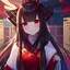 Placeholder: Clear focus,High resolution, black long hair, Vibrant red eyes, Emo style, Shrine Maiden clothes