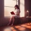 Placeholder: Study girl read a book in by the window, movie, real photo realistic, unreal engine, cinematic lighting --ar 1:1 creative