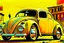 Placeholder: volks wagen beetle , classic model, paint shining yellow, big wheels, aeodinamic kit, , style cartoon