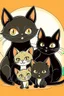 Placeholder: black cat with kittens cartoon