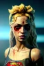 Placeholder: portrait, sweet Shakira, make-up, angry, Realistic image, retro pop, 60s, supergirl, blood, sweat, fog, goddess. Black background, photo studio, concept art, smooth, unreal engine 5, god lights, ray tracing, RTX, lumen lighting, ultra detail, volumetric lighting, 3d, finely drawn, high definition, 4k.