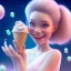 Placeholder: cute, adorable, smiling girl eating ice cream, candies flying all around her, Pixar, disnet, cinema lighting, gaming, 8k, magic, love --q 1 --v 4