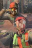 Placeholder: Red vested TF2 engineer with yellow hardhat taking a selfie at the forest