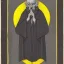 Placeholder: Nosferatu with four yellow eyes with tentacle beard grey skin and vampire fangs as a Russian Orthodox bishop