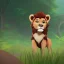 Placeholder: picture for children's book showing a cute lion behind tall grass in the jungle