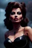 Placeholder: young sophia loren as evil queen in black leather, angry, stern look, volumetric lighting, particales,highly detailed,cinematic, deep colours,8