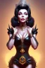 Placeholder: Joan Collins as evil queen in black leather, leather, busty, cleavage, angry, stern look. character design by cory loftis, fenghua zhong, ryohei hase, ismail inceoglu and ruan jia. unreal engine 5, artistic lighting, highly detailed, photorealistic, fantasy