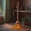 Placeholder: old wooden broom on floor. No detailed background.Magical. Dramatic, highly detailed, digital painting, masterpiece