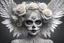 Placeholder: beautifull sugarskull , pretty eyes , big wings, Absolute harmony, ornate pattern, White roses covered with rime, magical, inspired by a fantastical world, crystallized product photography, soft light, volumetric lighting, ultra-detailed photography, grey background, Perfect anatomy. "hibli studio + super high resolution + UHD + HDR + highly detailed + FStop 2. 8 + 150mm lens + high fidelity + studio shot + award winning + ray tracing", epic royal background, big royal uncropped crown, royal jew