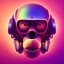 Placeholder: A beautiful portrait of a cyborg monkey purple neon color scheme, high key lighting, volumetric light high details psychedelic background