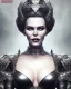 Placeholder: old evil queen in black leather gown, femme fatale, volouptous, busty, cleavage, angry, emperious, 8k resolution concept art portrait by Greg Rutkowski,