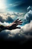 Placeholder: Generate a surrealistic landscape with Gods arm reaching down from a cloud towards earth