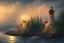 Placeholder: scenery lighthouse by night