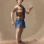 Placeholder: beautiful 12 year old arabic boy with curly hair and light blue eyes dressed in loincloth