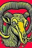 Placeholder: Vintage pop art style, horn of a ram