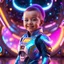 Placeholder: (masterpiece, best quality, 8k, RAW photo, beautiful and aesthetic:1.2), complex detail, Indirect light, photorealistic, (((full body))), Cosmic Baby corp style smiling, colorfull Sci-Fi environment