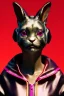 Placeholder: Medium Close Up Portrait, Front image. cyberpunk, rabbit mask, Asian woman, pink hair. latex tracksuit. Red, black, gold, color. Kenzo style. Color background, photo studio. Avatar image, highly detailed, concept art, smooth, unreal engine 5, god rays, ray tracing, RTX, lumen lighting, ultra detail, volumetric lighting, 3d, finely drawn, high definition, high resolution.