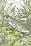 Placeholder: Outline art, lizard in the garden, cartoon style, low detail, --ar 9:11