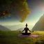 Placeholder: A powerful yogi doing meditation under tree in Himalayas, sun light, hd, hyper realastic